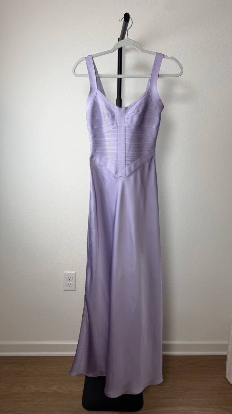 Herve Leger Samantha Lavender Bandage & Satin Evening Gown Size XS